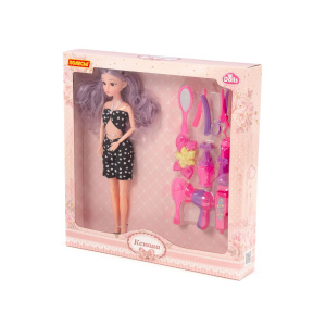 Кукла /Ксюша/ (30 см) у стилиста + аксессуары (9 элементов) (в коробке №4)