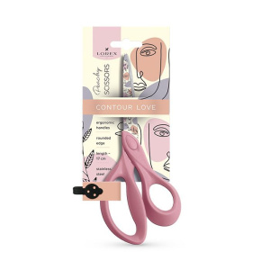 Ножницы LOREX PEACHY CONTOUR LOVE 170 мм роз. эргоном. ручки пластиковые с принтом на лезвиях