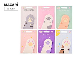 Блок для записи с липким слоем ЛАПКИ 7.5x5.0 см, 30 листов, 6 цветов в ассортименте, ОПП-упаковка