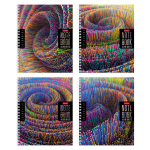 Тетрадь 96л А5ф клетка на гребне перфорация на отрыв Многоцветный срез 4 диз.в блоке серия  -Colorfu