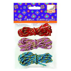 ШНУР ПЛЕТЕНКА декоративный, в наборе 3 цвета по 1 м, п/п с е/подвесом, арт. FD020068