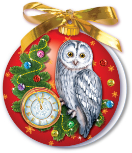 Набор для изготовления открытки /Новогодний шар. Сова/