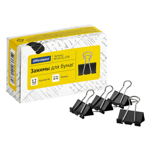 Зажимы для бумаг 32мм, 12шт., черные BCLBL32_1238 (10702070/070725/5231540/1, Китайская Народная Рес