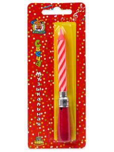 Свеча для торта музыкальная красная С-6249