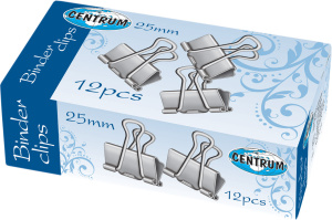 Зажимы для бумаг 19мм, черные; в картонной упаковке 12 штук.