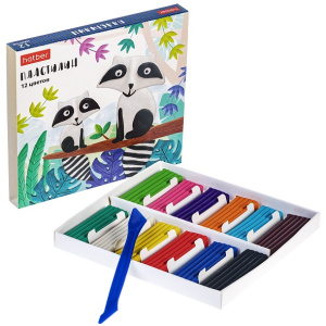 Пластилин 12 цв. 240г Hatber со стеком -COLORA-