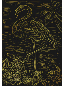 Гравюра А4 в пакете с ручкой. Чудесный Фламинго (Арт. Г-8533)