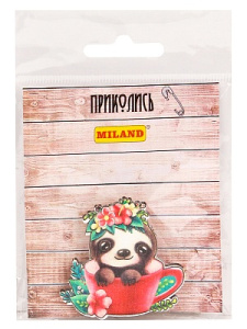 Деревянная брошь /Ленивец/ (4*4 см) БД-0279
