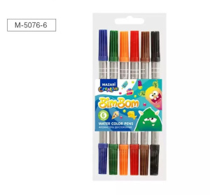 Фломастеры двусторонние BIMBOM, 6 цв., вентилируемый колпачок, корпус круглый, 2 типа наконечника, П