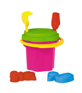 Песочный набор №103 (ведро-цветок 0,3 л, сито, грабли, совок, 2 формочки)