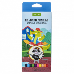 Карандаши цветные /ECO/ 12 цв. -Каникулы- заточен.  в карт. короб. с европодвесом