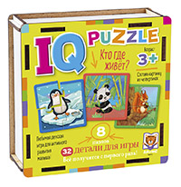 IQ Пазл деревянный. Кто где живёт? 3+