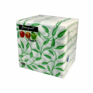 Салфетки бумажные 24*24см, 1сл, 100шт, Узоры зеленые (57370 из короба 1/16)