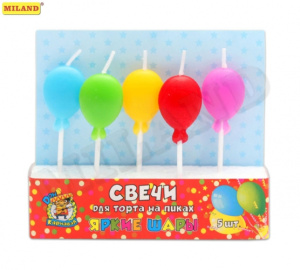 Свечи для торта на пиках /Яркие шары/, 5 шт.  С-0445