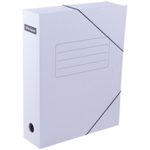 Папка архивная на резинках OfficeSpace, микрогофрокартон,  75мм, белая, до 700л. 158548