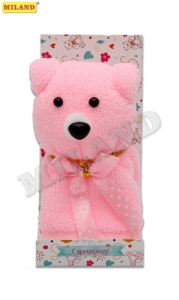 Полотенце сувенирное / Мишка/ ( 6 цветов микс, 6*6*10 см.) БП-3968