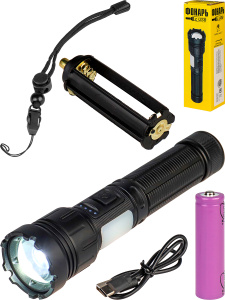 Фонарь ручной, время работы от аккумулятора до 6 часов, дальность действия 3000м (арт. ФОН-8263)