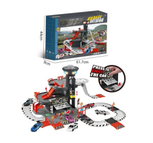 Парковка 3-уровневая /Гонка/: парковка с лифтом, с подсветкой, звуком, 3 машинки, 60 деталей