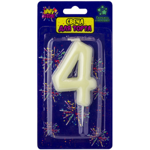 Флюоресцентная свеча-цифра 6 см (с держателем 2,5 см) - /4/