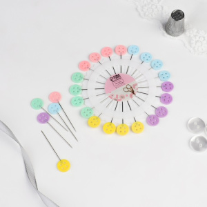 Булавки для закалывания Пуговица d9,5см 20игл (фас 12шт цена за шт) РАЗНОЦВЕТ АУ   7842098 (11206604