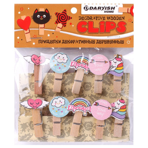 Прищепки декоративные деревянные  10шт/уп  /Мечта/ (набор)