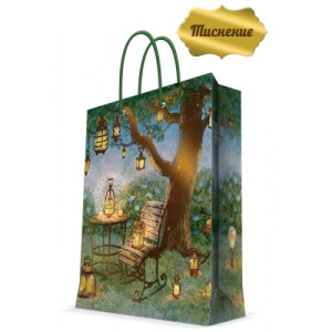 Бумажный пакет Волшебные фонари с тиснением для сувенирной продукции арт.44225/12 (26х32,4х12,7см, с