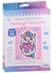 Алмазная фигурка с магнитом и ленточкой. Няшный единорог. Арт.08277