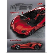 Блокнот 32л А6ф клетка на скобе Обл. мелованная бумага ламинация серия -Автомобили-