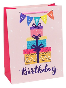 Dream cards Пакет подарочный с мат. лам. Подарки на день рождение 26х32х12 см, 210 г ППК-1893