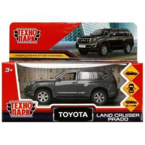 Машина металл TOYOTA PRADO длина 12 см, двери, багаж, инерц, серый, 