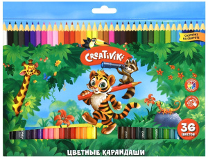 Набор цветных карандашей Creativiki 36 цв. шестигран. корп. дерев. карт.уп.