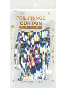 Дождик фольгир. для фотозоны с эффектом голографии, 1*2м, толщина: 0.016мм, серебристый ДЖ-9347