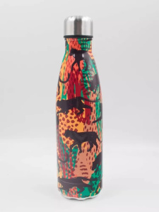 Вакуумная бутылка из нержавеющей стали. Оранжевый (звери) 0,5л