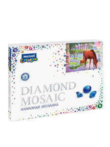 Алмазная мозаика КОНИ НА РЕКЕ, 40х50 см, 1 дизайн, полная выкладка,  картонная упаковка.