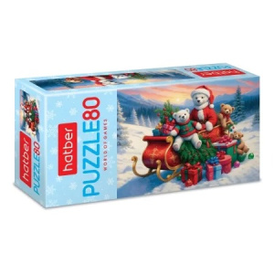 ПАЗЛЫ для детей 80 элементов А5ф 230Х165мм  -Рождественские мишки-