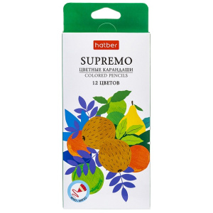 Карандаши цветные Hatber шестигран.корпус мягкий стержень 12 цв.-Supremo-   в картонной коробке