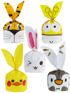 Подарочные пакеты, набор(5 дизайнов) /Весёлые зверята/,13.5*22см, 35 шт.,завязки в комп-те ППК-3614