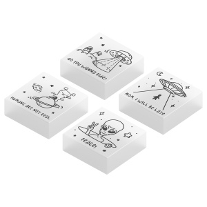 Ластик Berlingo /Aliens/, прямоугольный, 28*28*12мм, флуоресцентный BLc_00610 (10702070/140423/31505