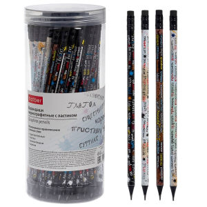 Карандаш чернографитн. Hatber /Вспомнить все/ Правописание круглый корпус 72шт. Ассорти /HB/ с ласти