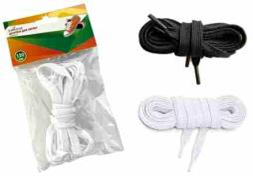 Шнурки для обуви белые/черные, полиэстер (16326 из короба 20/1000) (10702070/040425/5115188, Китайск