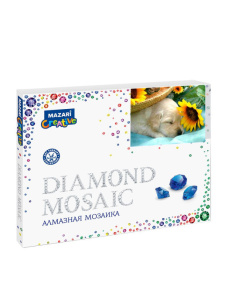 Алмазная мозаика ЩЕНОК С ПОДСОЛНУХОМ, 40х50 см, 1 дизайн, полная выкладка,  картонная упаковка.