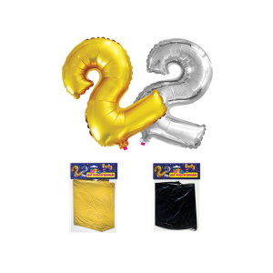 ШАР ФОЛЬГИРОВАННЫЙ, ЦИФРА /2/, 35см, золото/серебро, ассорти
