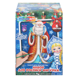 Набор д/дет тв-ва фигурка для росписи (краски, кисточка) дед мороз MultiArt в кор.24шт