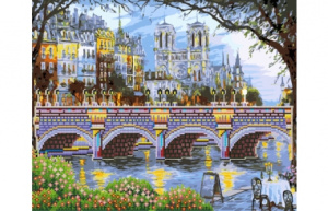 УЦЕНКА Алмаз. раскраска по номер. (класс) 40х50 см, с подрамн. ГОРОДСКОЙ ВЕЧЕРНИЙ ПЕЙЗАЖ Арт. ACK004