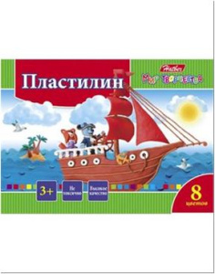 Пластилин 8 цв. 160г Hatber со стеком-Ушастики-
