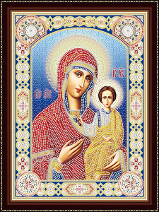 Алмазная мозаика 30х40 см с подрамником c част. зап. (блест) Икона Божией Матери №7 (Арт. BH045)