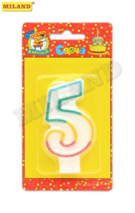 Свеча для торта с блестками Цифра /5/  С-1209