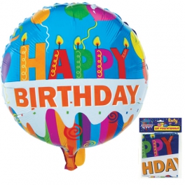ШАР ФОЛЬГИРОВАННЫЙ, /HAPPY BIRTHDAY/, 53*47см