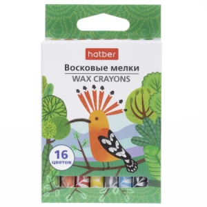 Мелки восковые 16 цв. -COLORA-Какаду круглый корпус диаметр 9мм в карт. короб. с европодвесом