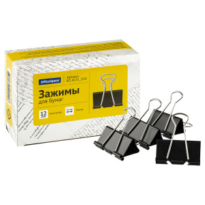 Зажимы для бумаг 51мм, OfficeSpace, 12шт., черные BCLBL51_1242 (10702070/280125/5039238/1, Китайская